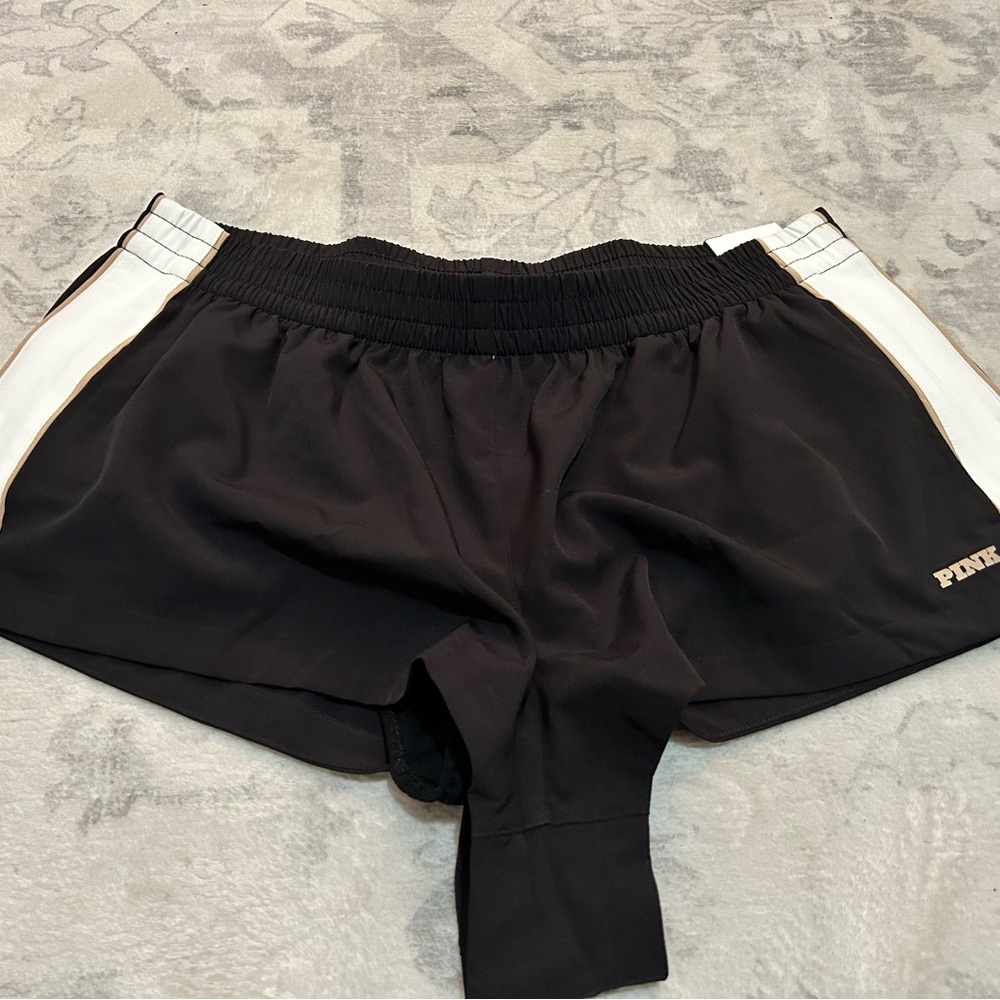PINK Victoria's Secret Black Shorts with White Stripes